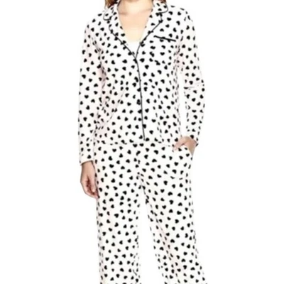 Kate Spade S 码白色拉丝毛衣针织心形印花棉质睡衣上衣 — 第 1/4 张图片