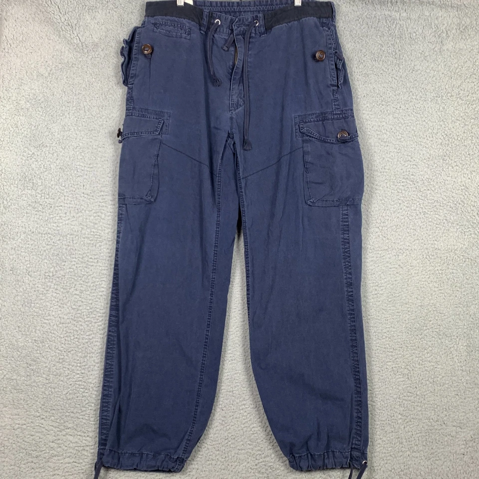 Vintage Polo Ralph Lauren Cargo Jogger Pants Mens XXL 2XL Blue Paratrooper 90s - Image 1 of 4