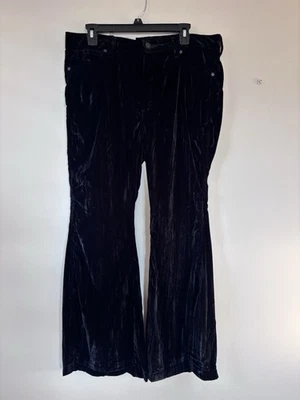 Wrangler 复古天鹅绒裤子女式 32x30 黑色喇叭裤高腰弹力 — 第 1/4 张图片