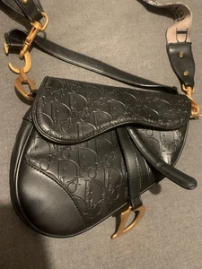 Dior Saddle Bag Black And Gold - Picture 1 of 4