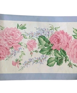 Waverly Wallpaper Border 3 Rolls Pink Blue Rose Floral Shabby Cottage Core - Picture 1 of 8