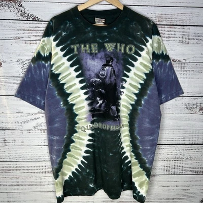 Vintage Liquid Blue The Who Quadrophenia Tour T-Shirt Single Stich Tie-Dye - XL - Image 1 of 4