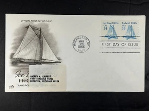 Titel: FDC 1985 Iceboat 1880s Transportation Series Rochester NY 14¢ Stamp a753 - Bild 1 von 2