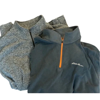 2 jerséis de vellón Eddie Bauer gris azulado 1/4 cremallera polar exterior 2XL Foto 1 de 4