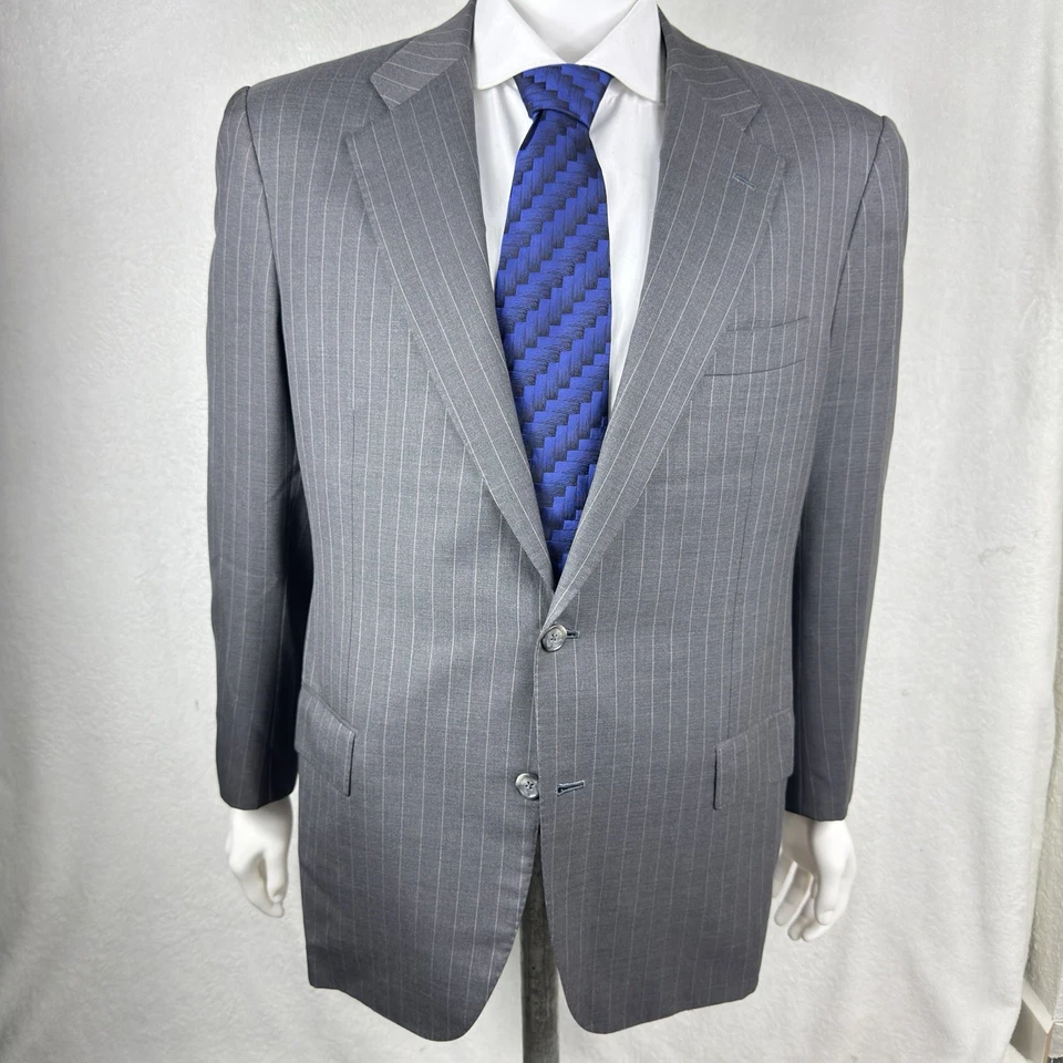 KITON Gray Pinstripe Sport Coat Diamonte Blu Super 120’s Wool 52IT 42US - Image 1 of 4