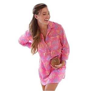 Mud Pie Kelli Pink Coral Shirt Dress Cover Up Tunic Resort Beach Small NEW - Picture 1 of 12