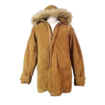 Abrigo Parka Wilsons Cuero M Julian Gamuza Para Hombre Pequeño Marrón Pesado Invierno Foto 1 de 4