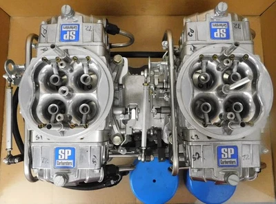 Weiand 1995 SB Mopar Tunnel Ram, Dual 4150 Flange, SP Carbs, Linkage, Lines,Caps - Image 1 of 4