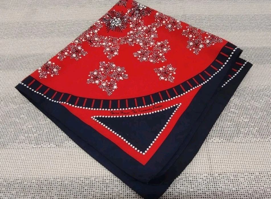 Vintage Scarf 1970s 60s OPERA HOUSE The Kennedy Center RARE red white and blue - Image 1 of 4