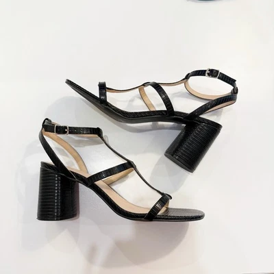 ANN TAYLOR SANDALIAS NEGRAS CON HEBILLA DE ESTRELLAS JAULA ZAPATOS DE TACÓN TALLA 9 Foto 1 de 4