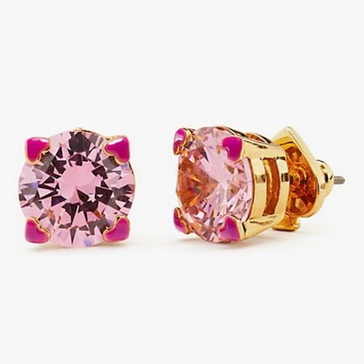 NWT Kate Spade Round Heart Prong Stud Earrings $38 Pink CZ Gold - Image 1 of 4