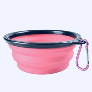 2 Pak Collapsible Foldable Pet Dog Bowl for Food & Water Bowls Dish Travel Walk - Picture 1 of 11
