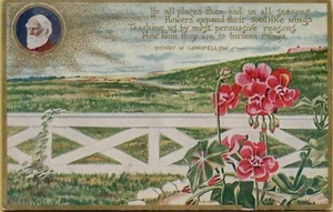 Poets Series Henry W Longfellow Fence Flowers Poem Postcard B26 - Picture 1 of 2