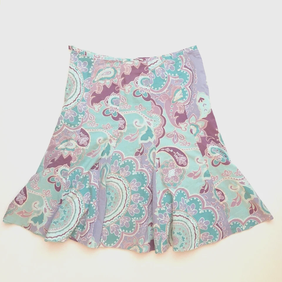 Falda midi ligera 100 % algodón acampanada tiro bajo cachemira de principios de la década de 2000 Y2K M L 8 Foto 1 de 4