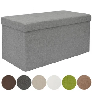Faltbare Sitzbank 76x38x38 cm inkl. Trennwand Sitztruhe 80L Polsterbank Hellgrau - Bild 1 von 9