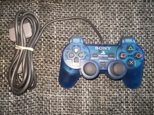 Original Sony PlayStation 1 Controller Dualshock Blau Transparent - Picture 1 of 3
