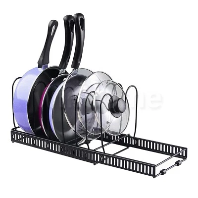 Organizador de sartén de 8 niveles tapa estante de almacenamiento de cocina organizador de armario ampliable Foto 1 de 4