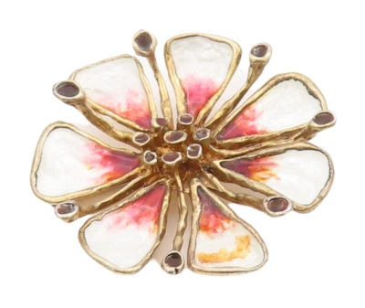 Broche prendedor vintage de plata de ley 925 DAVID DIFFERENTEN flor esmaltada BP10967 Foto 1 de 4