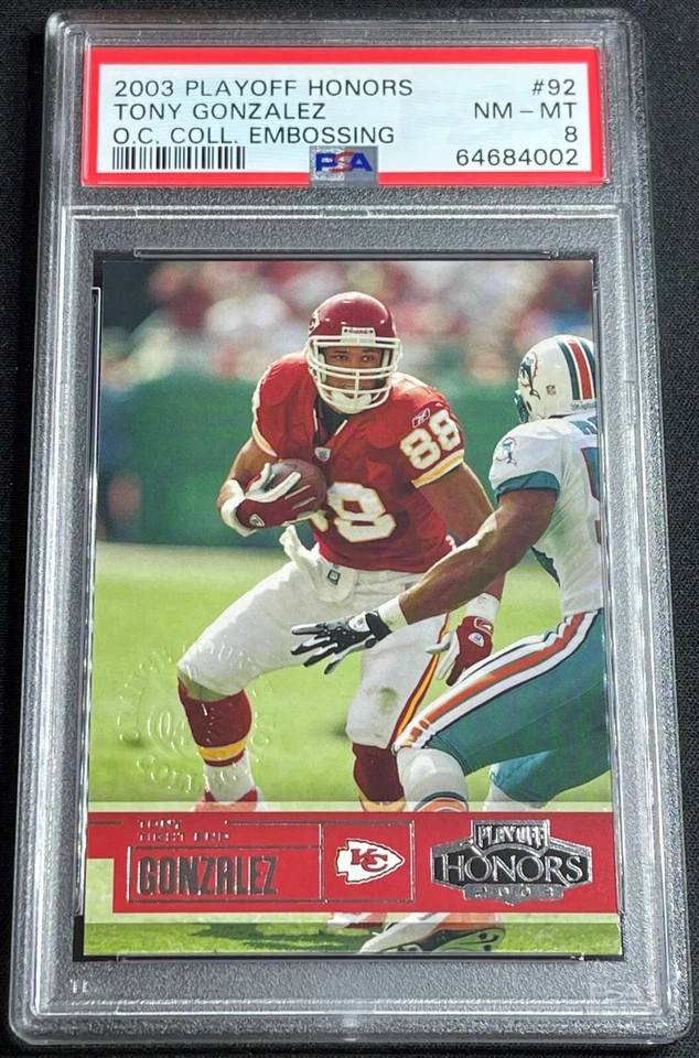 2003 Playoff Honors Condado de Orange Grabado Tony González/5 #92 PSA 8 Calificado Foto 1 de 3
