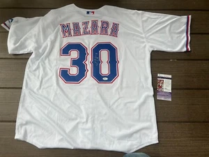 Nomar Mazara SIGNED AUTO Texas Rangers Majestic size L #30 jersey JSA - Picture 1 of 10