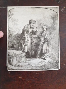 GRAVURE ANCIENNE REMBRANDT HARMENSZ VAN RIJN ABRAHAM ET ISAAC 18C OLD ENGRAVING - Imagen 1 de 5