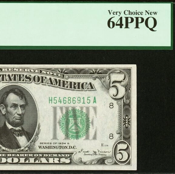 1934B $5 Federal Reserve Note PCGS 64PPQ - Vinson Signature - St. Louis - Image 1 of 4