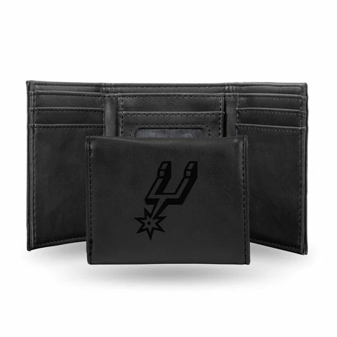 San Antonio Spurs NBA Laser Engraved Black Trifold Wallet Cover