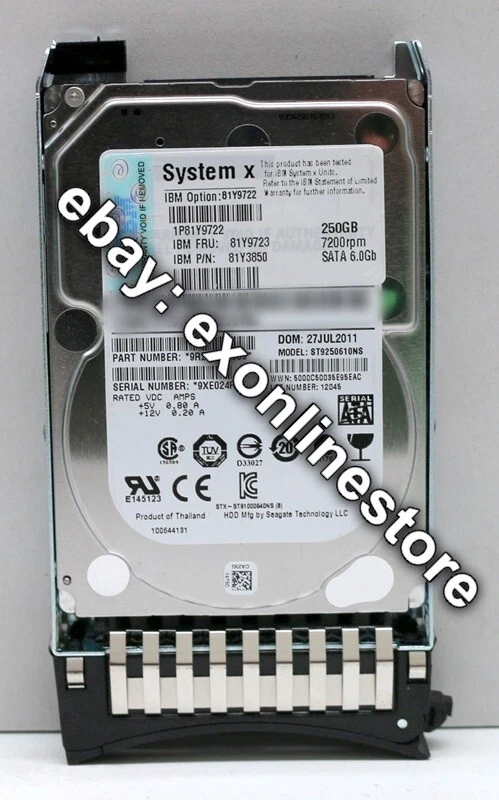 81Y9722 - 250GB 7.2K 6Gbps NL SATA 2.5" SFF HS HDD (FRU: 81Y9723) Used 81Y6850 - Image 1 of 1