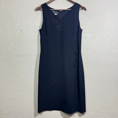 Vestido recto Donna Morgan con cuentas 8 bordados florales línea A evento formal lujo Foto 1 de 4