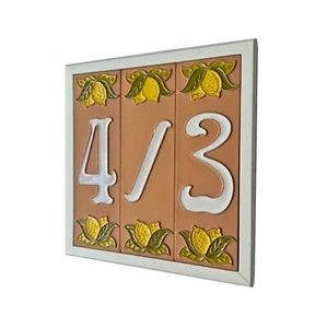 15 x 4.8 cm Italian Hand-painted Ceramic Terracotta Lemon Number Tiles - Picture 1 of 30