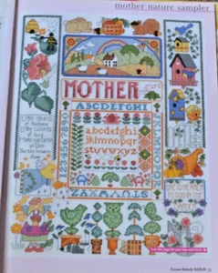Cross Stitch Chart - Mother Nature Garden Sampler Animals Flowers Fruits Quotes - Picture 1 of 1