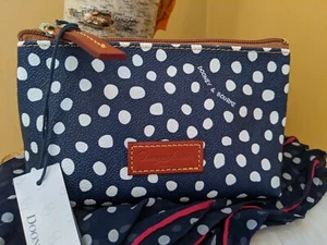 Dooney & Bourke Navy 💙 Small White Polkadot Cosmetic, NWT - Picture 1 of 8
