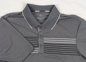 Adidas Polo Shirt Adult Small Gray Stripe Golf Casual Rugby Men Short Sleeve - Picture 1 of 9