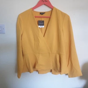 Topshop Yellow Peplum Jacket Sz 12 Landgirl 40s New - Picture 1 of 6