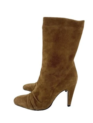 Schutz Alicie Brown Suede Leather Mid Calf Pull On Boots Sz 9.5 New $425 SH10 - Image 1 of 4