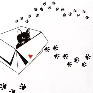 Z231# 3 servilletas de papel pequeñas individuales para decoupage gato negro en caja impresión de patas - Imagen 1 de 12