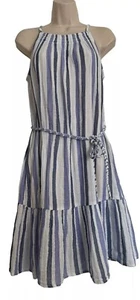 Beachlunchlounge Cez Smocked Blue Mesh Size XS US 4 Cotton Dress NEW - Picture 1 of 8