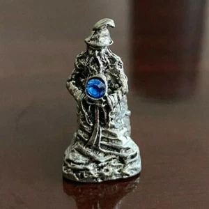 Vintage Comstock Pewter figurine Birthday candle holder - Magical Wizard Crystal - Picture 1 of 4