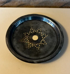 Antiguo plato de plata perforado cúpula de mantequilla inserción patrón de estrella 5-1/4" diámetro - Imagen 1 de 3