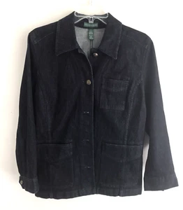 LAUREN RALPH LAUREN Womens Denim Jacket Sz L Classic Preppy Relaxed Equestrian - Picture 1 of 9