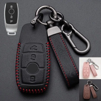 Genuine Leather Car Key Fob Case Cover For Mercedes Benz A S C E G M AMG CLS GLC - Image 1 of 4