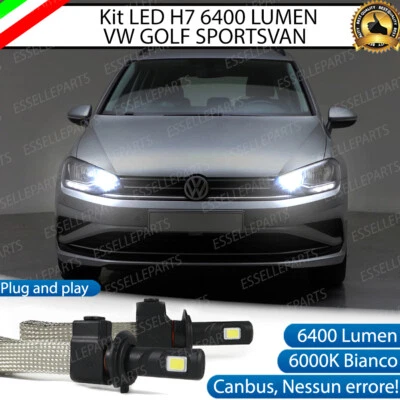 KIT FULL LED H7 CANBUS VOLKSWAGEN GOLF SPORTSVAN RESTYLING 6000K ABBAGLIANTI - Immagine 1 di 3