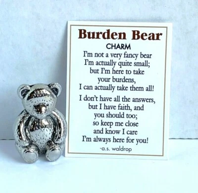 Ganz "Burden Bear" Charm/Token Figurine Metal Plus Poem Card 1 1/8" Tall