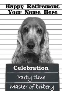 Cocker Spaniel Happy Retirement PIDCO2 A5 personalisierte Grußkarte Hund Design - Bild 1 von 1