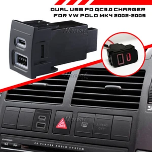 Car USB QC3.0 + USB-C PD Charge Fit For  Polo 2004-2009 - Picture 1 of 6
