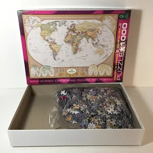 1000 Pc Jigsaw Puzzle Map Of The World  Eurographics Used Learning Geography - Picture 1 of 3