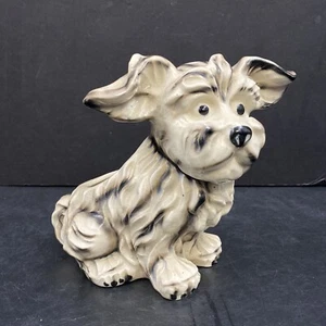 Vintage Gray Black Schnauzer Ceramic Dog Planter Japan Trinket Jar Decor Flower - Picture 1 of 7