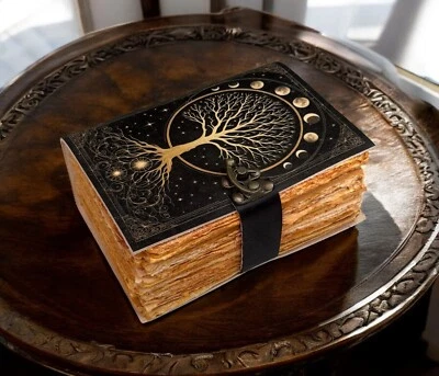 400 Page Large Grimoire leather journal, Print Tree of Life Journal, Blank spell - Image 1 of 4
