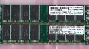 512MB 2x256MB PC3200 APACER 77.10636.33G DDR-400 DDR1 Desktop Memory Kit DIMM - Picture 1 of 2