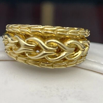 Anillo John Hardy Oro Amarillo 18K Clásico Cadena Cúpula Banda  Foto 1 de 4
